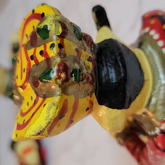 Vintage Rajasthani wooden musicians Babla set of 3 folk art - Picture 10 of 11